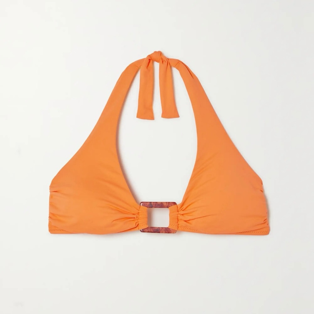 NEW MELISSA ODABASH 'Paris' Rectangle Trim Halter Bikini Top Size 10 Orange $129